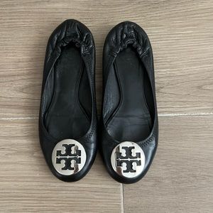 Tory Burch Black Silver Reva Flats 6 36